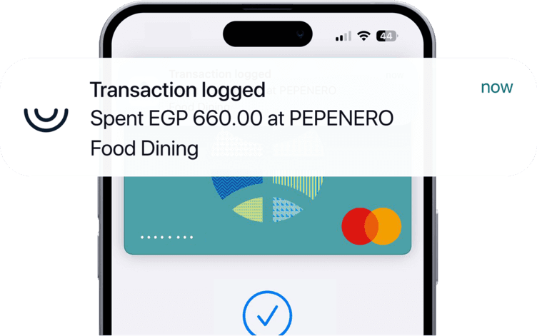 Phone notification: transaction logged at a restaurant for food dining